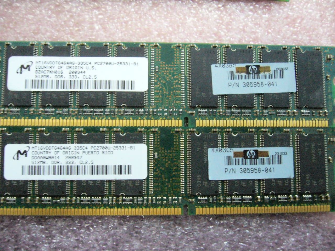 Lot 1GB QTY 2x512MB DDR 333Mhz PC2700 desktop non-ECC memory stick HP 305958-041