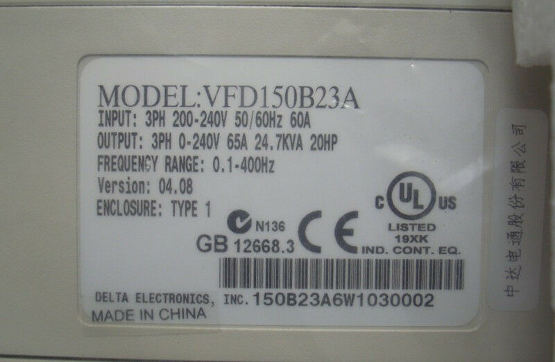 VFD150B23A DELTA VFD Inverter Frequency converter 15kw 20HP 3 PHASE 220V 400HZ - Click Image to Close