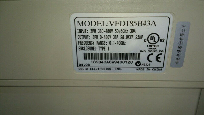 VFD185B43A DELTA VFD Inverter Frequency converter 18.5kw 25HP 3 PHASE 380V 400HZ - Click Image to Close
