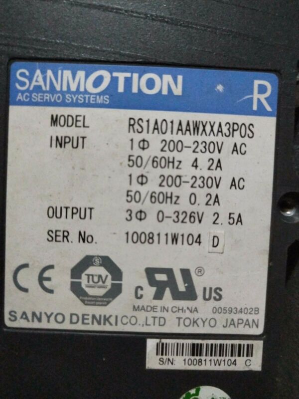 USED SANYO DENKI AC SERVO DRIVER RS1A01AAWXXA3P0S EXPEDITED SHIPPING - Click Image to Close