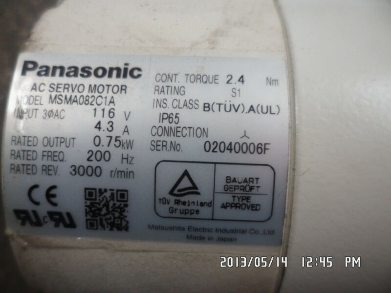 USED 1PC PANASONIC AC SERVO MOTOR MSMA082C1A USED 100% TESTED - Click Image to Close