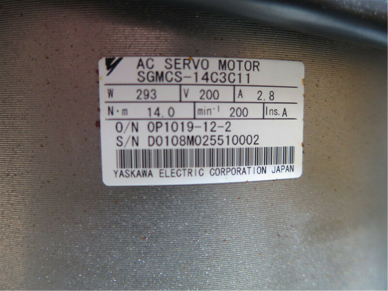 USED 1PC YASKAWA AC SERVO MOTOR SGMCS-14C3C11 EXPEDITED SHIPPING - Click Image to Close