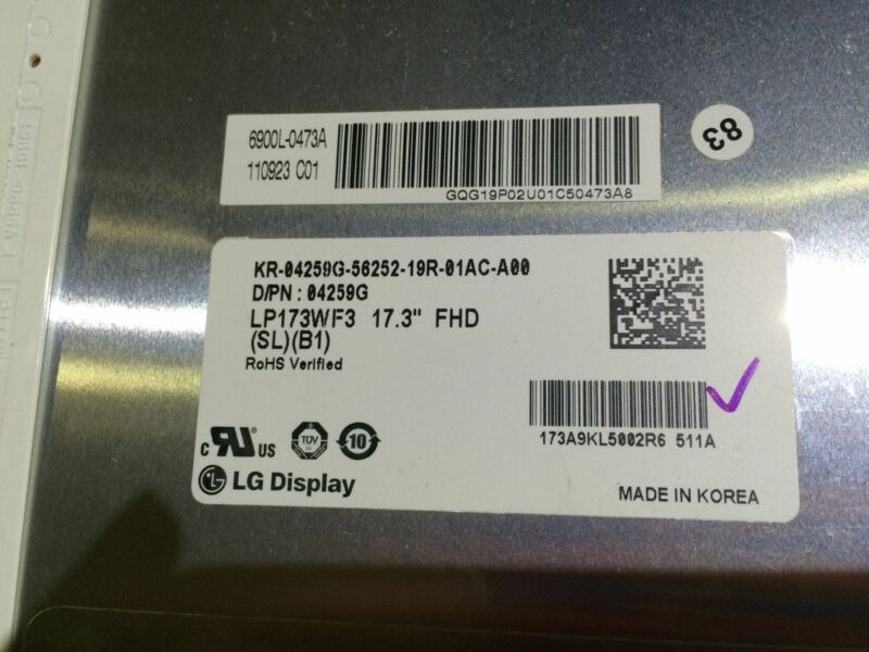 17.3" LCD Screen LP173WF3-SLB1 1920X1080 FOR Dell DP/N:04259G FHD 50pin IPS RGB - Click Image to Close