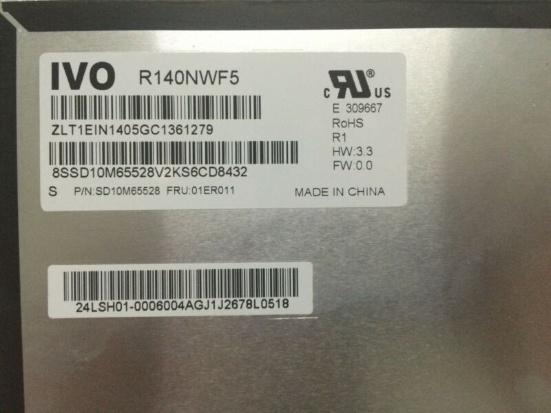 14.0" LED LCD Screen R140NWF5 R1 FRU 01ER011 PN SD10M65528 EDP40PIN IN-touch - Click Image to Close