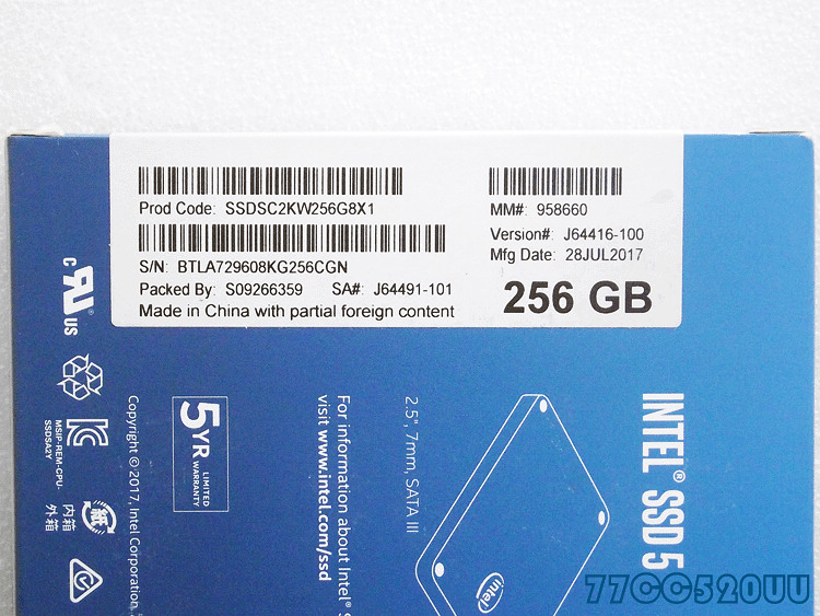 Intel SSD 545s Series SSDSC2KW256G8X1 256GB 2.5" SATA NAND TLC Solid State Drive - Click Image to Close
