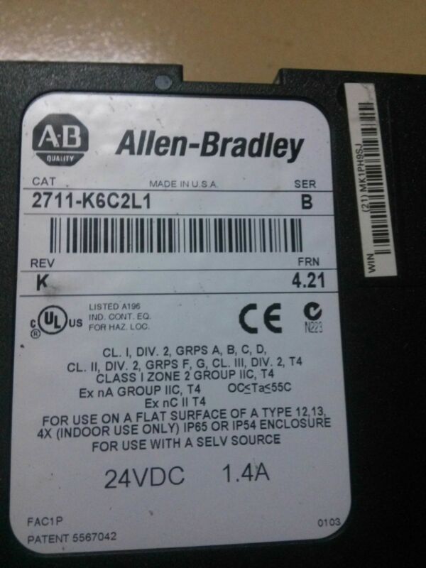 Allen Bradley 2711-K6C2L1 2711K6C2L1 Used and Tested 1PCS