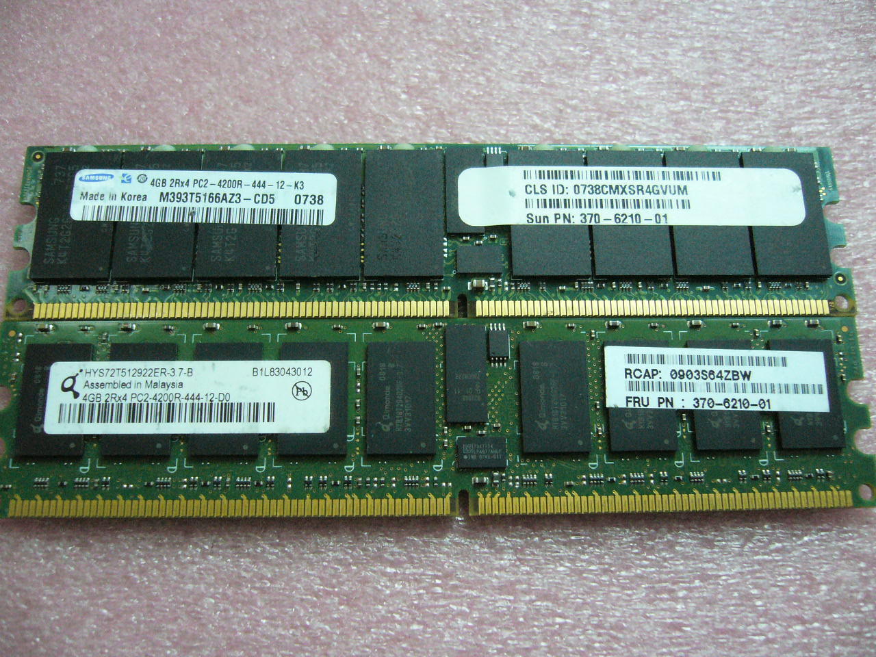 QTY 1x 4GB PC2-4200R 2Rx4 DDR2 533MHz ECC Registered Memory Sun PN 370-6210