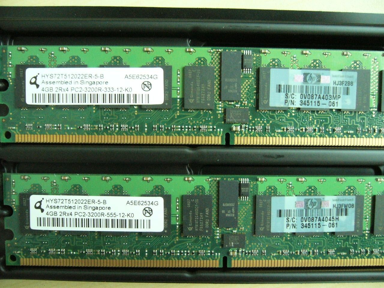 QTY 1x 4GB PC2-3200R DDR2 400MHz ECC Registered Memory HP P/N 345115-061