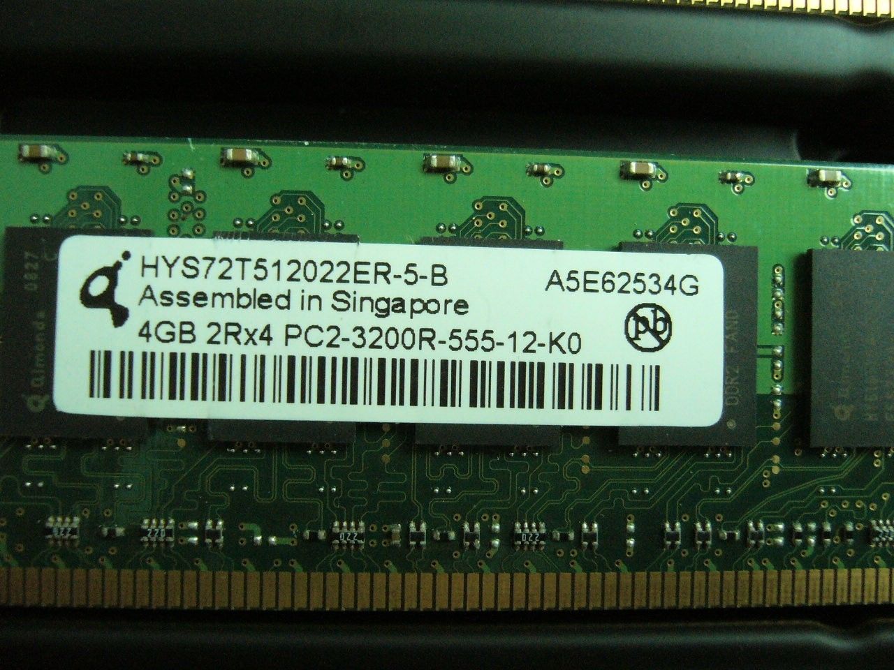 QTY 1x 4GB PC2-3200R DDR2 400MHz ECC Registered Memory HP P/N 345115-061 - Click Image to Close