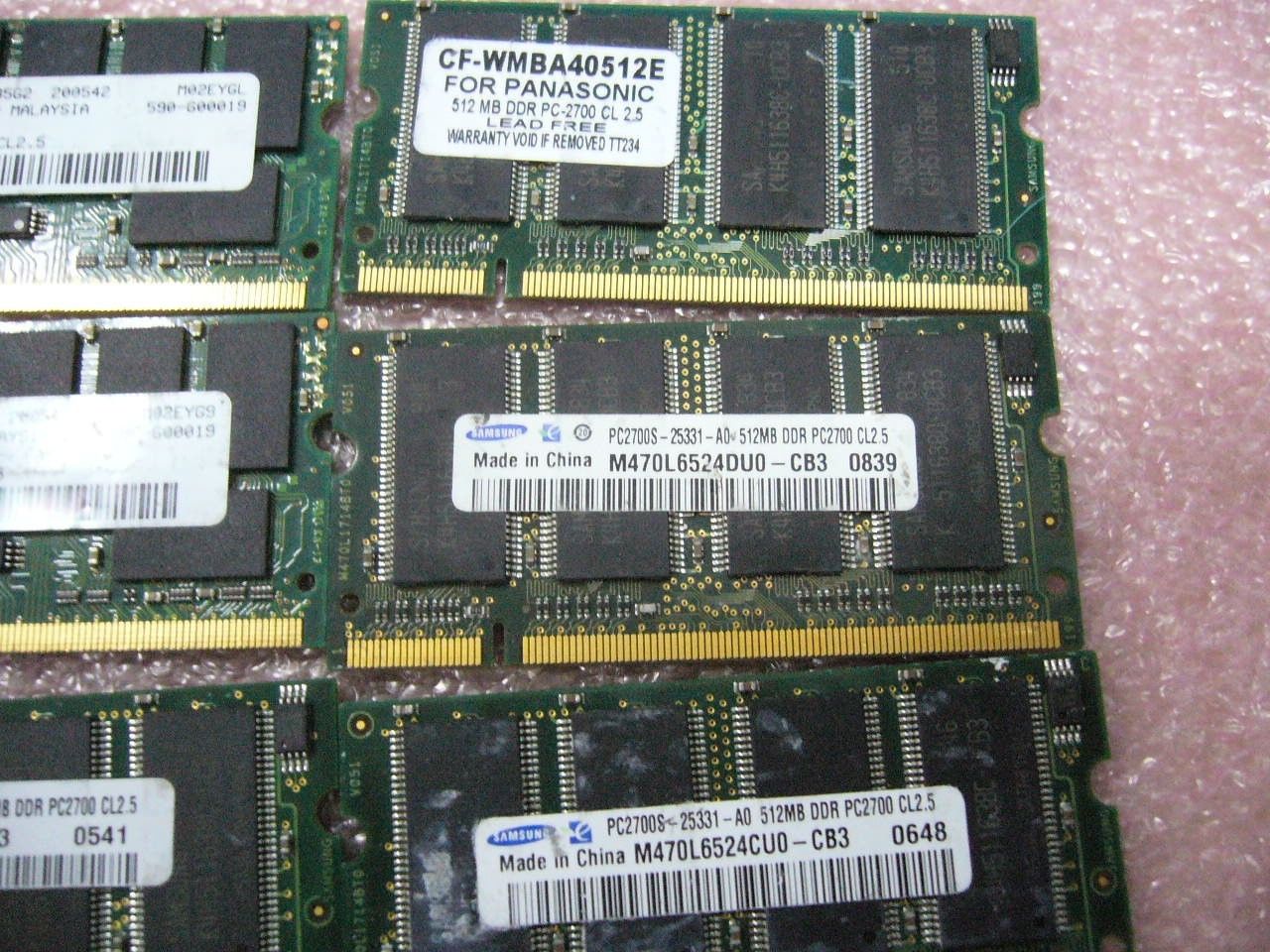 Lot 1GB QTY 2x 512MB DDR 333Mhz PC2700S SO-DIMM memory stick for laptop - Click Image to Close