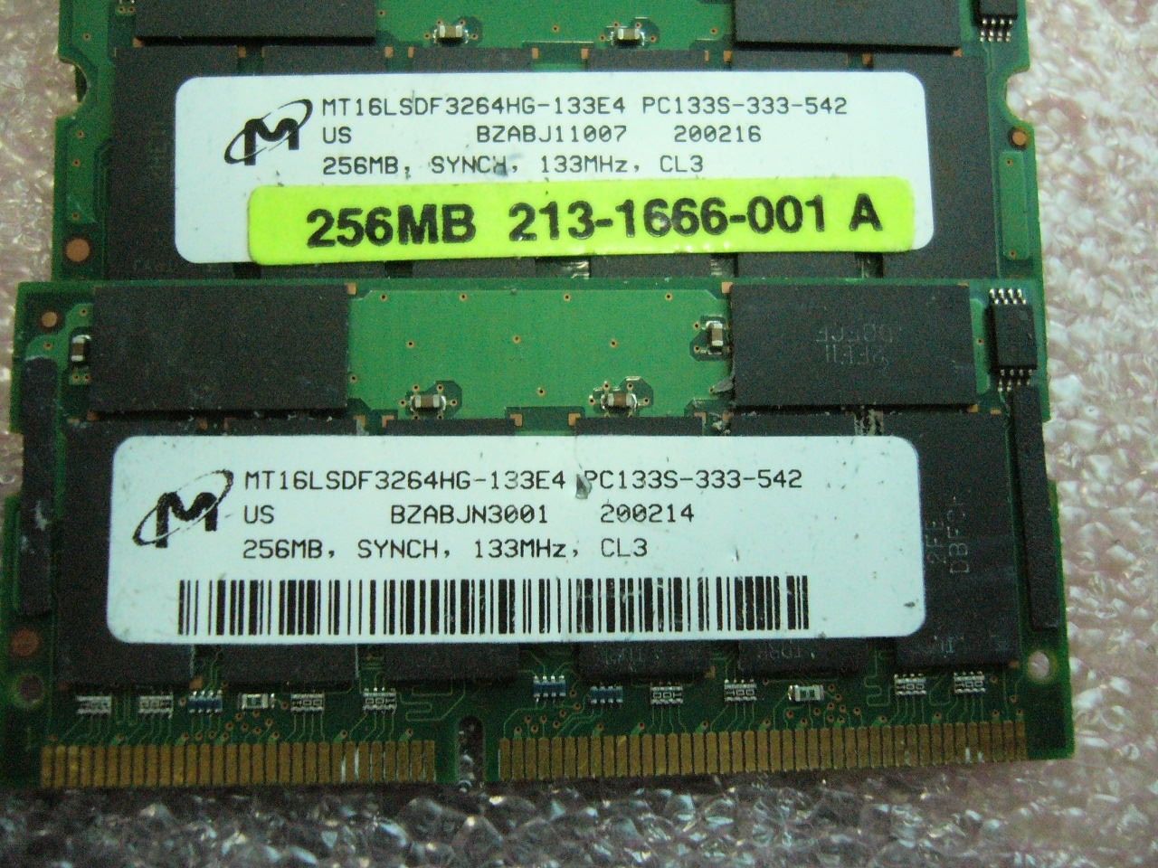 Lot 512MB QTY 2x 256MB SDRAM PC133Mhz laptop memory stick - Click Image to Close