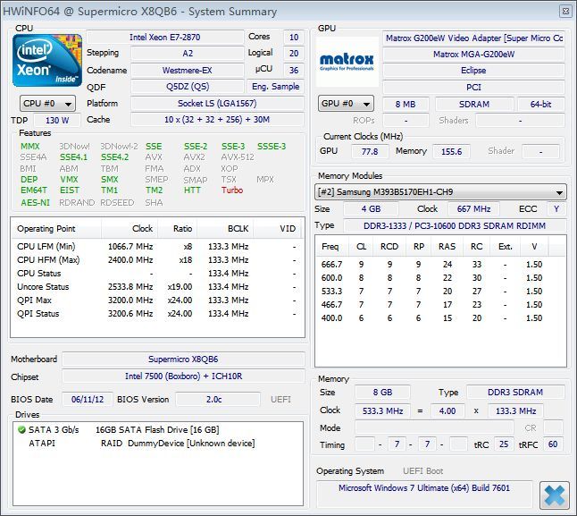 QTY 1x INTEL Ten-Cores ES CPU E7-2870 2.4GHZ/30MB LGA1567 for HP/Dell/IBM server - zum Schließen ins Bild klicken