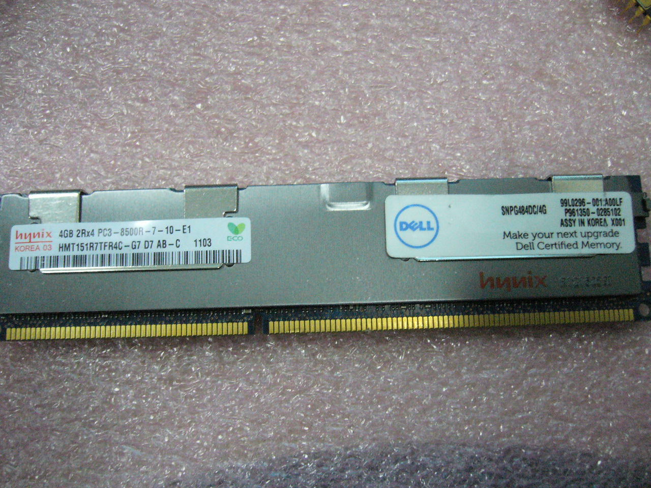 QTY 1x 4GB Dell DDR3 2Rx4 PC3-8500R ECC Registered Server memory SNPG484DC/4G