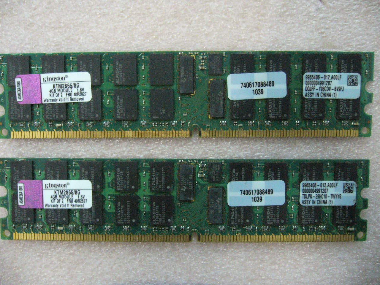 QTY 1x 4GB DDR2 PC2-3200R KTM2865/8G ECC Registered Server memory Kingston - Click Image to Close