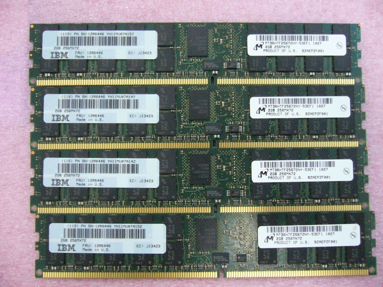 8GB Lot, QTY 4x 2GB DDR2 PC2-4200R ECC Registered Memory for IBM P5 FRU 12R6446 - Click Image to Close
