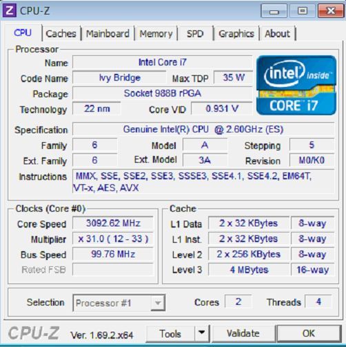 QTY 1x Intel ES CPU i5 Dual-Core 2.6Ghz Turbo 3.3Ghz 4MB laptop Socket G2 QBNX - zum Schließen ins Bild klicken
