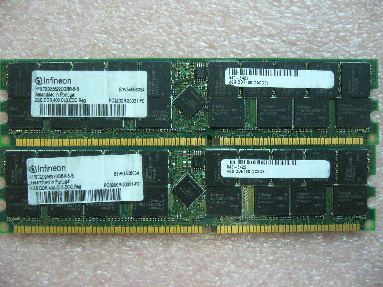 QTY 1x 2GB SUN PN 540-6429 PC-3200R 400Mhz ECC Registered Server memory