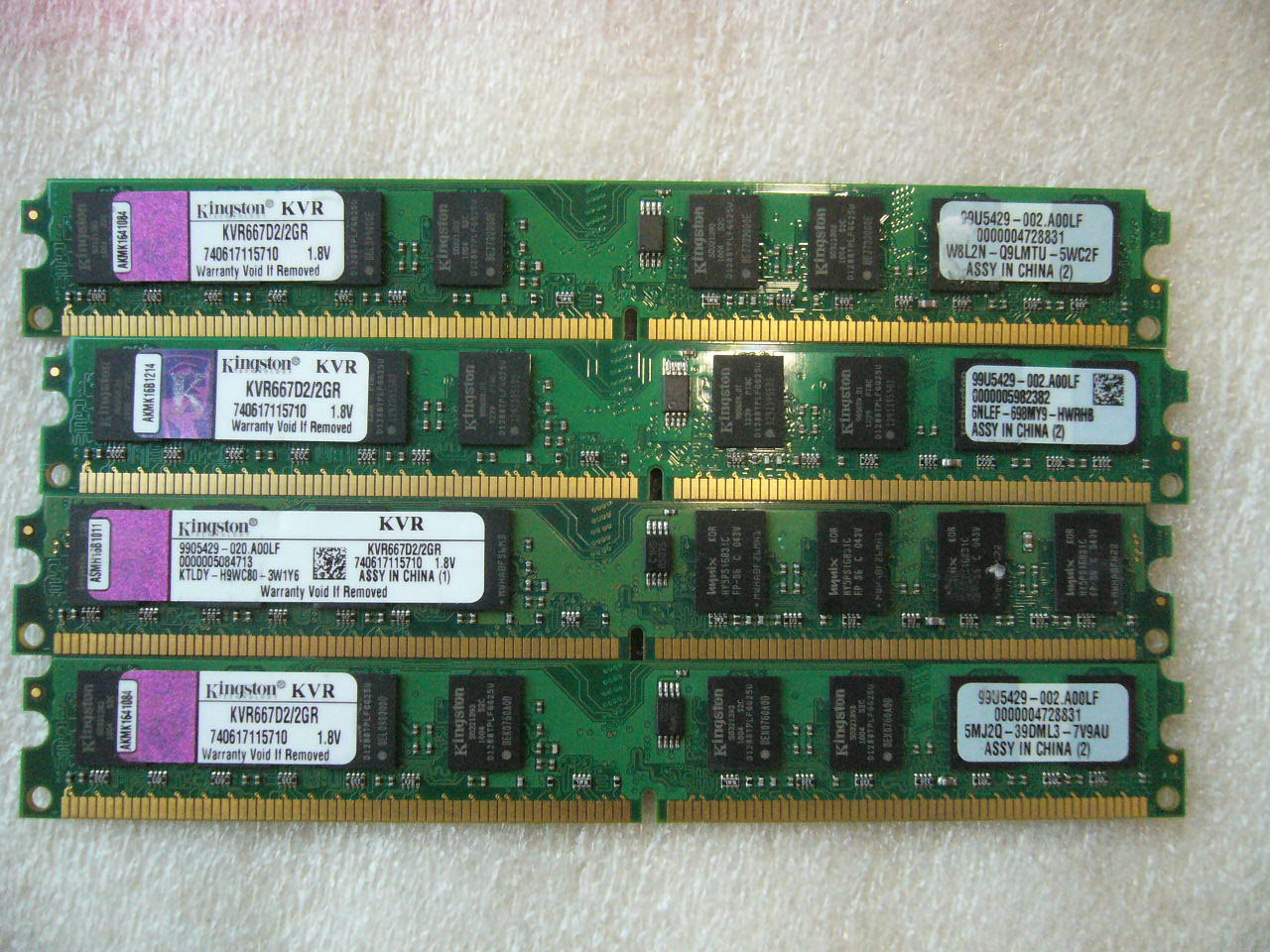 QTY 1x 2GB DDR2 667Mhz non-ECC desktop memory Kingston KVR667D2/2GR - Click Image to Close