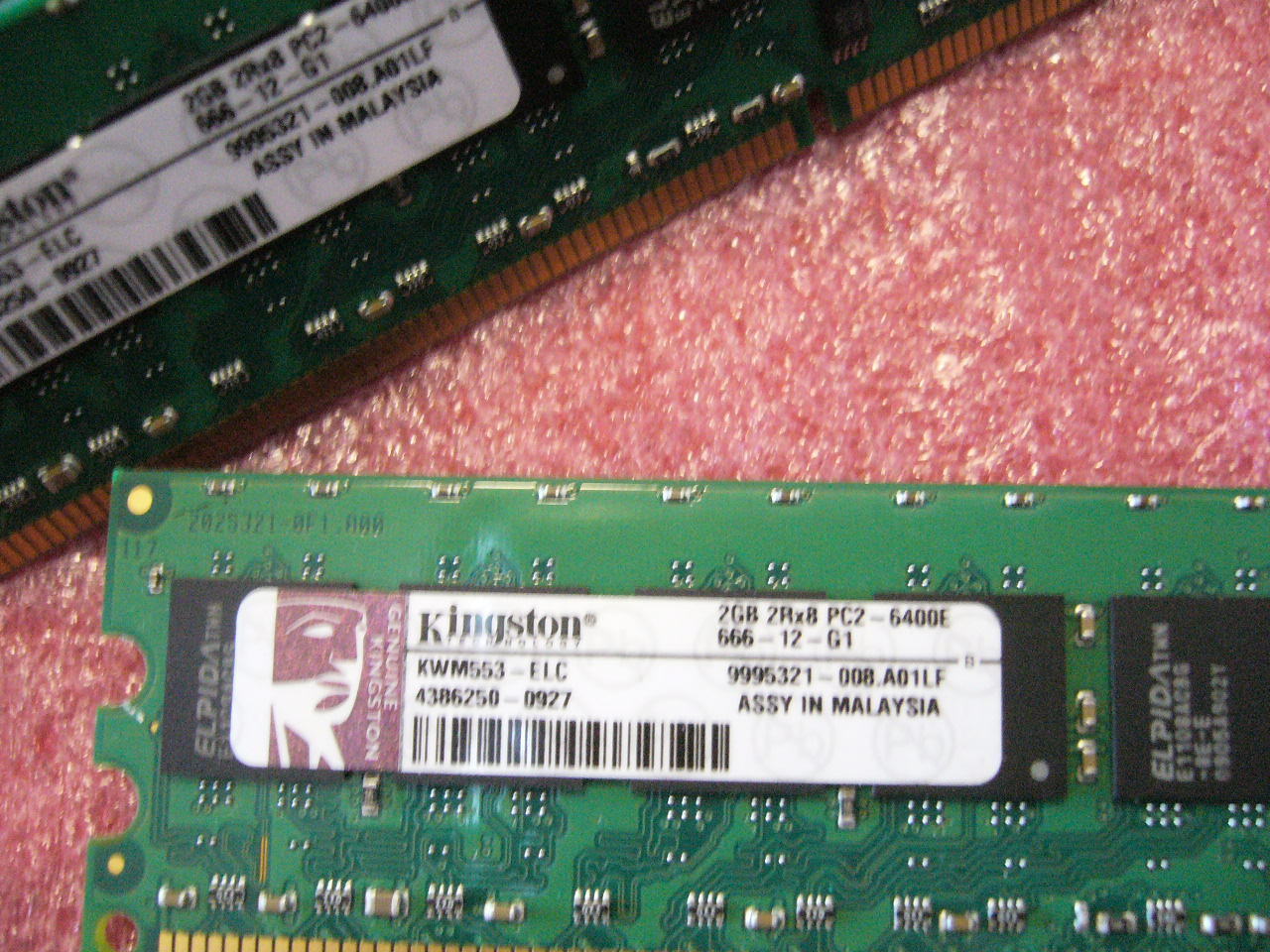 QTY 1x 2GB DDR2 PC2-6400E 2Rx8 800Mhz ECC workstation memory Kingston KWM553-ELC - Click Image to Close