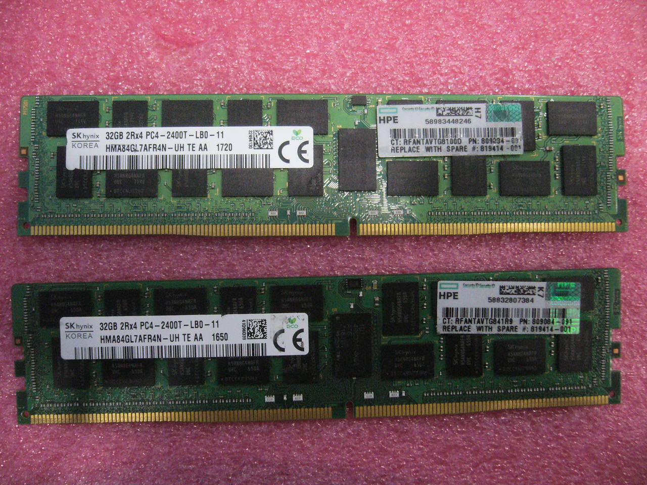 QTY 1x 32GB DDR4 2Rx4 PC4-2400T-LB0 ECC Registered memory SK Hynix HP 809084-091