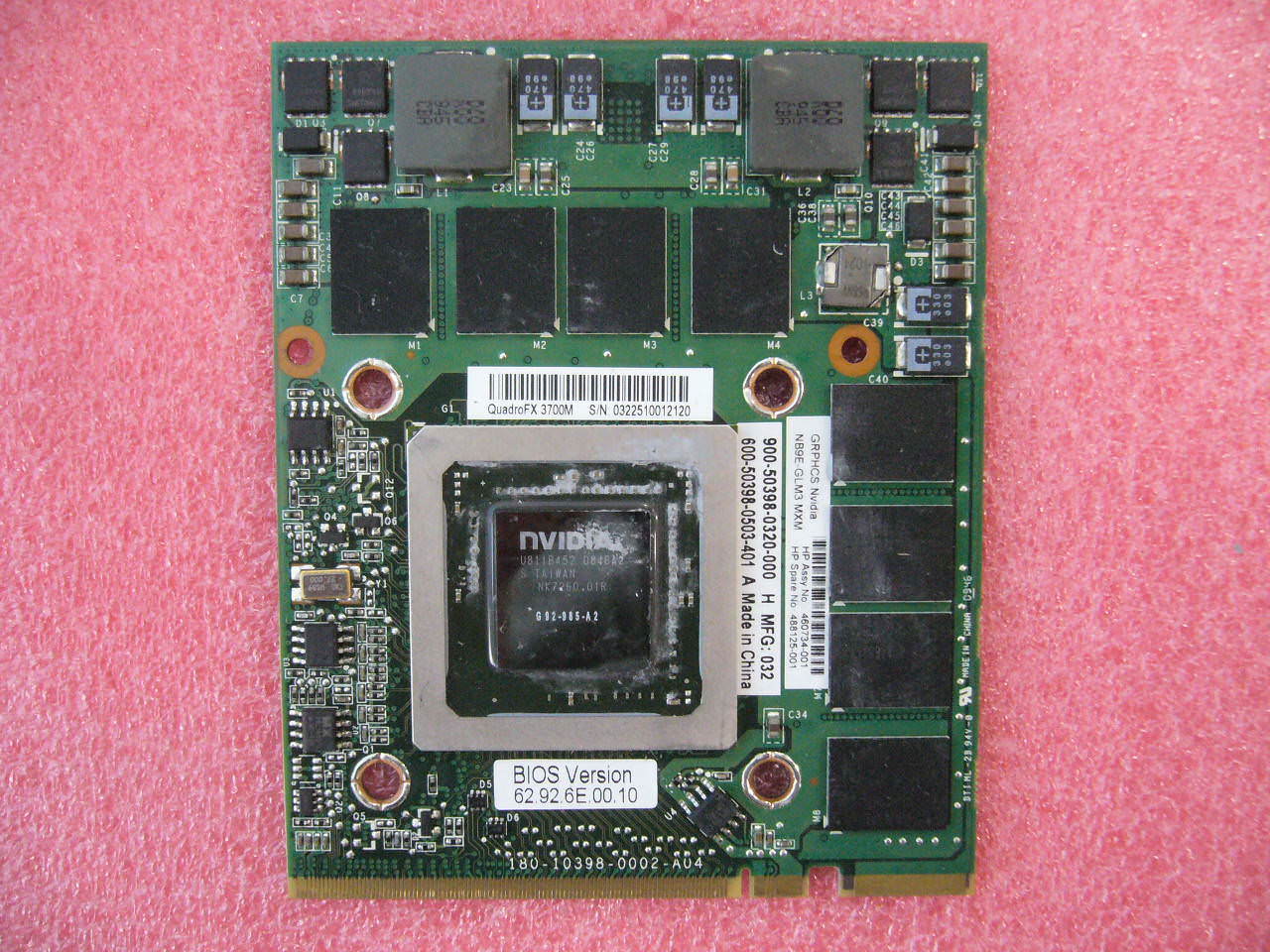 QTY 1x Nvidia Quadro FX3700M NB9E-GLM3 1GB Mem MXM Video Card Sold For parts