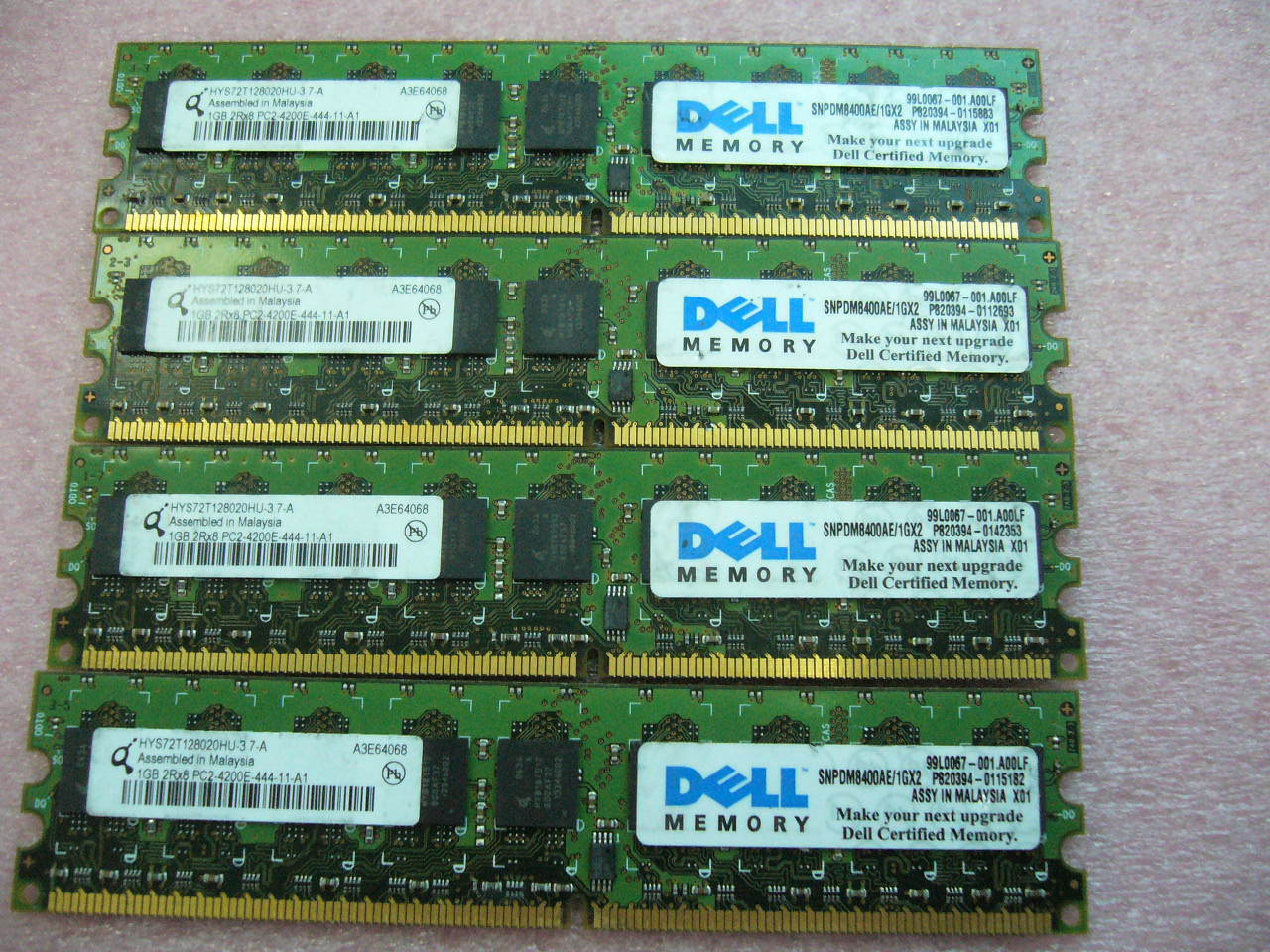QTY 1x 1GB Qimonda DDR2 PC2 4200E 2Rx8 533Mhz ECC Unbuffered workstation memory