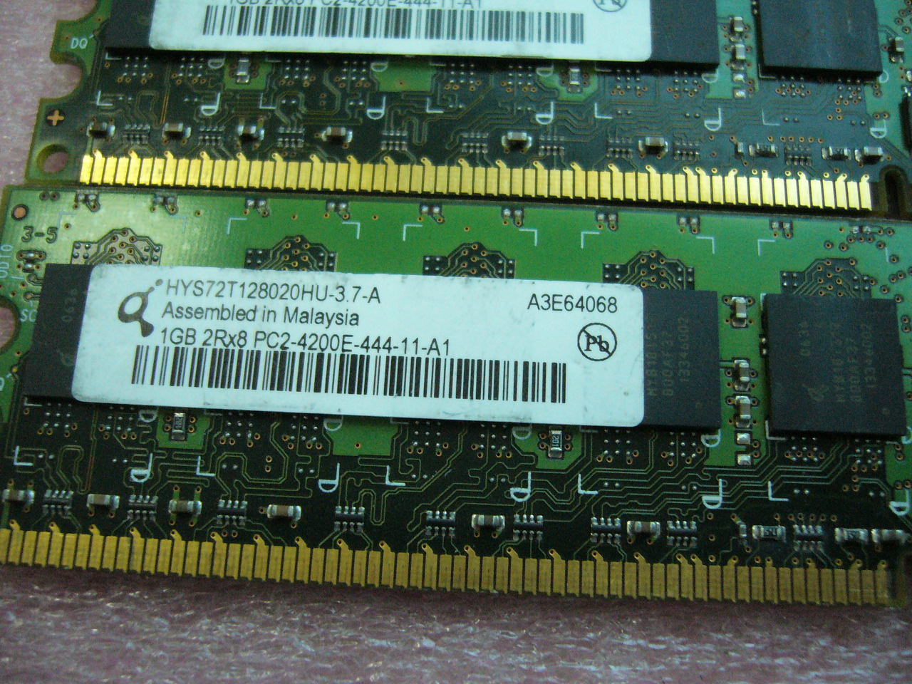 QTY 1x 1GB Qimonda DDR2 PC2 4200E 2Rx8 533Mhz ECC Unbuffered workstation memory - Click Image to Close