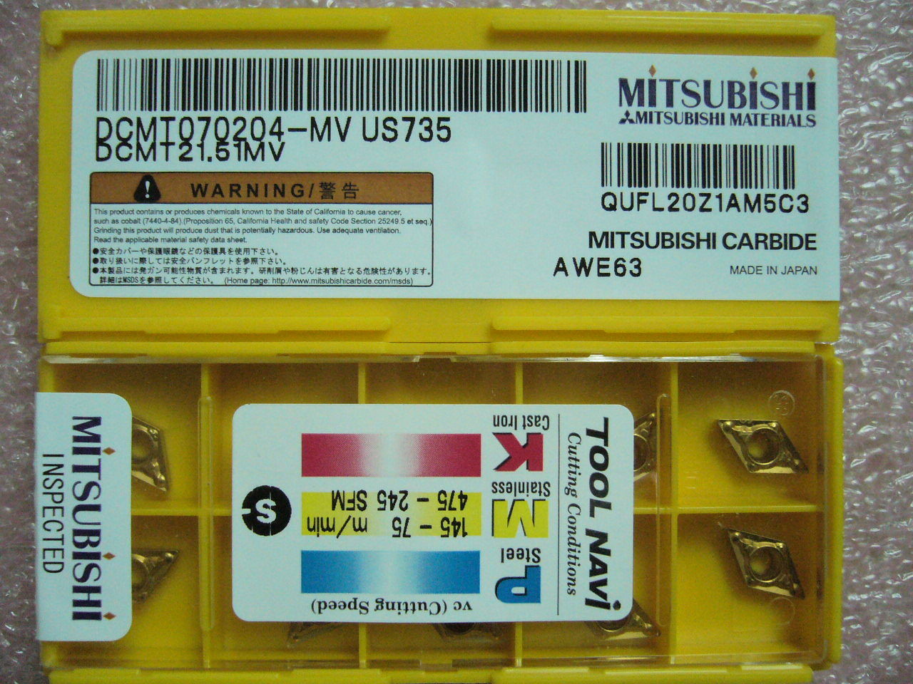 QTY 10x Mitsubishi DCMT21.51MV DCMT070204-MV US735 NEW