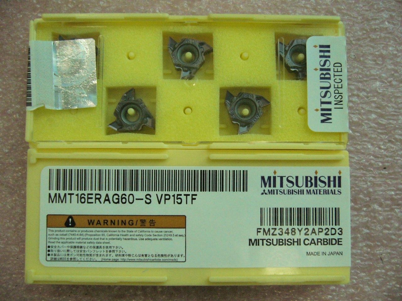 QTY 5x Mitsubishi MMT16ERAG60-S VP15TF 16ER AG60 Threading Inserts NEW