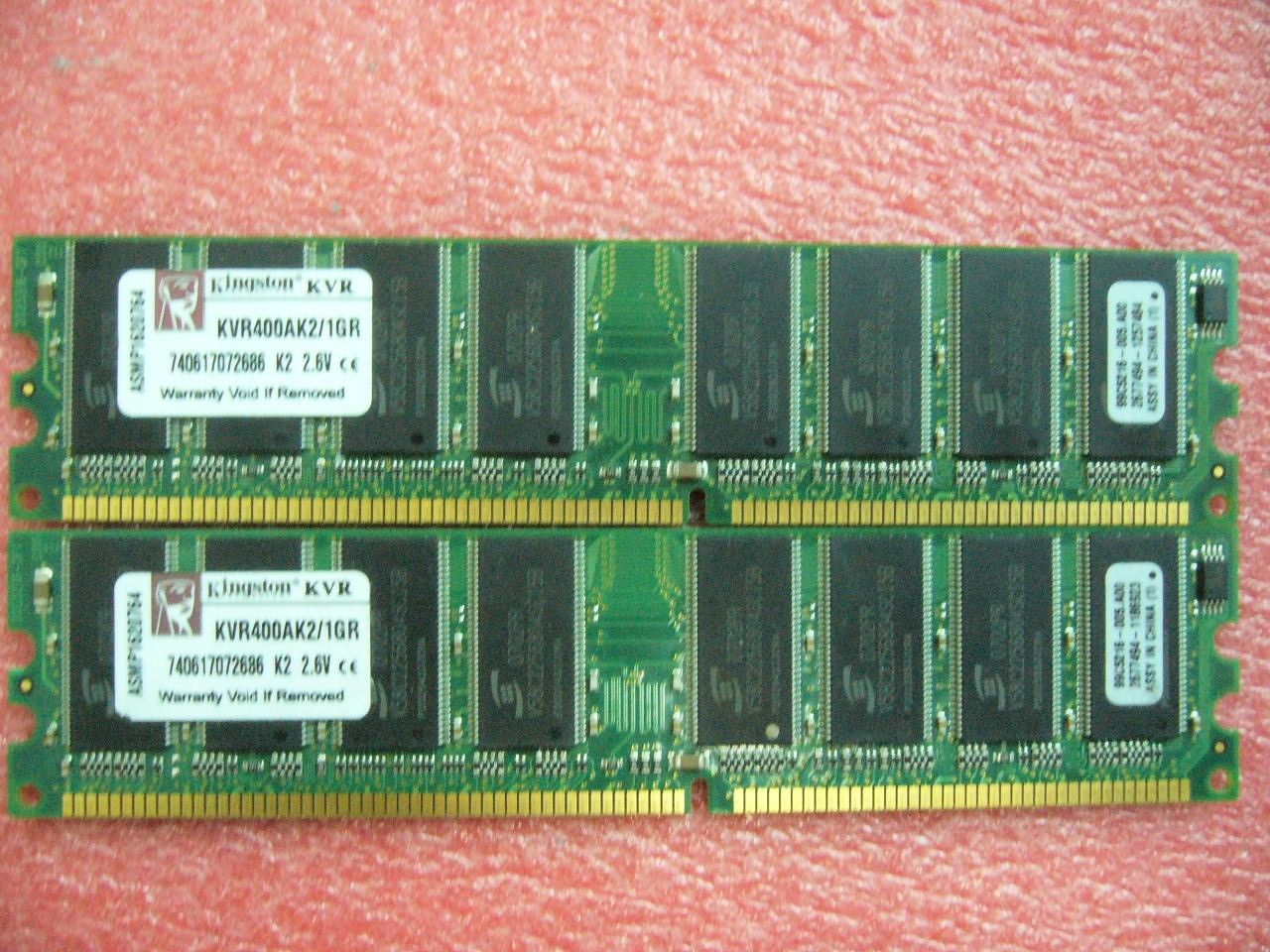 1GB Lot, QTY 2x 512MB DDR 400Mhz PC3200U non-ECC desktop memory Brand Kingston