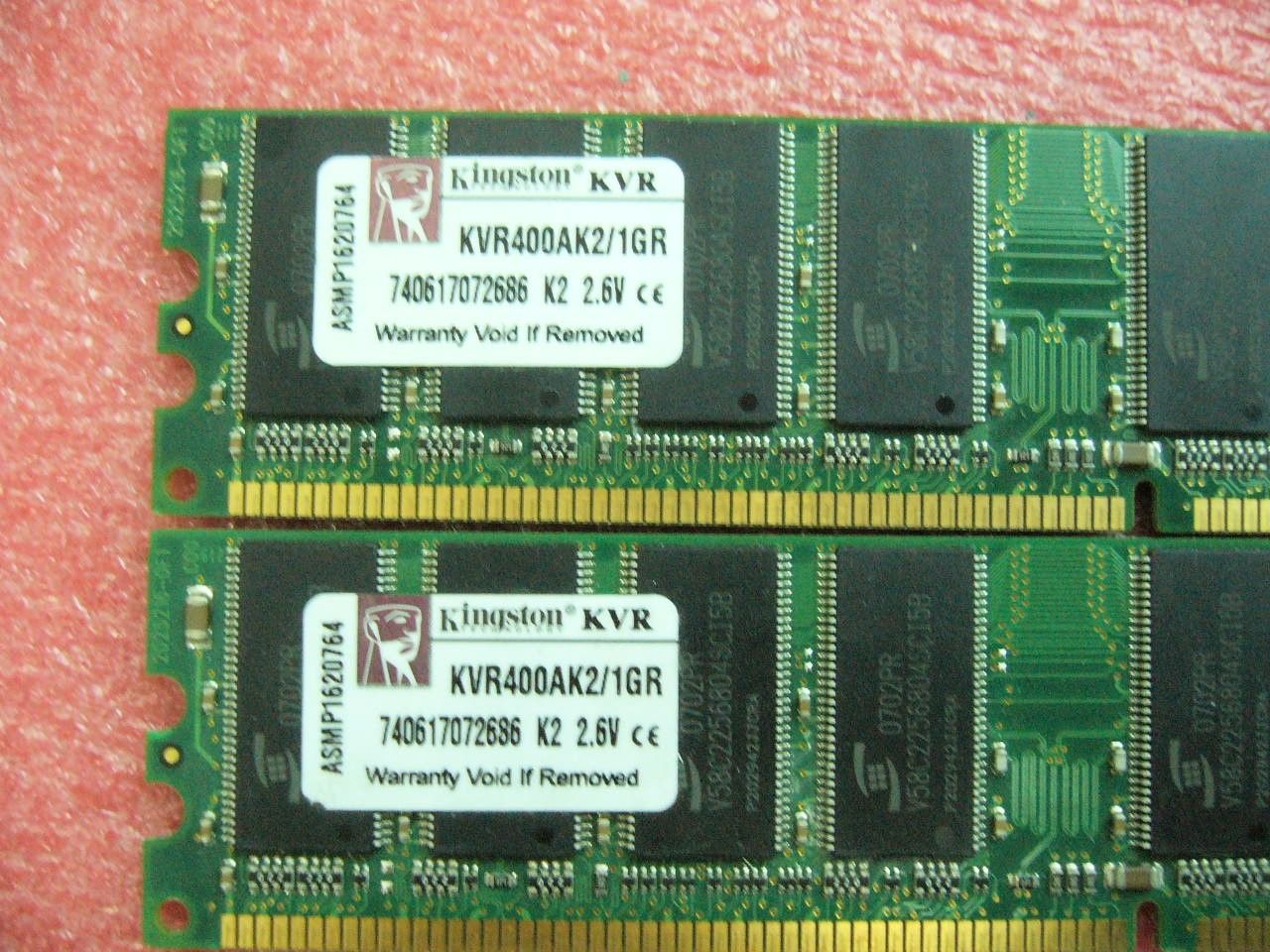 1GB Lot, QTY 2x 512MB DDR 400Mhz PC3200U non-ECC desktop memory Brand Kingston - Click Image to Close