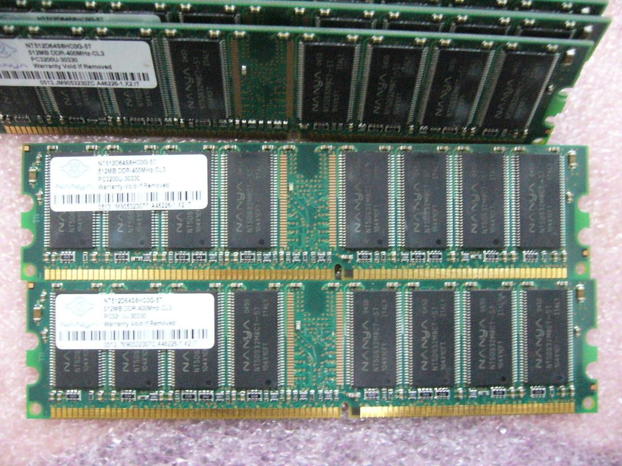 Lot 1GB QTY 2x512MB DDR 400Mhz PC3200U desktop non-ECC memory stick - Click Image to Close