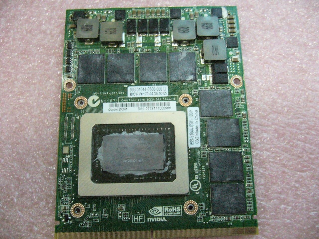 QTY 1x Nvidia Quadro 3000M N12E-Q1 2GB Mem MXM Video Card Sold For parts