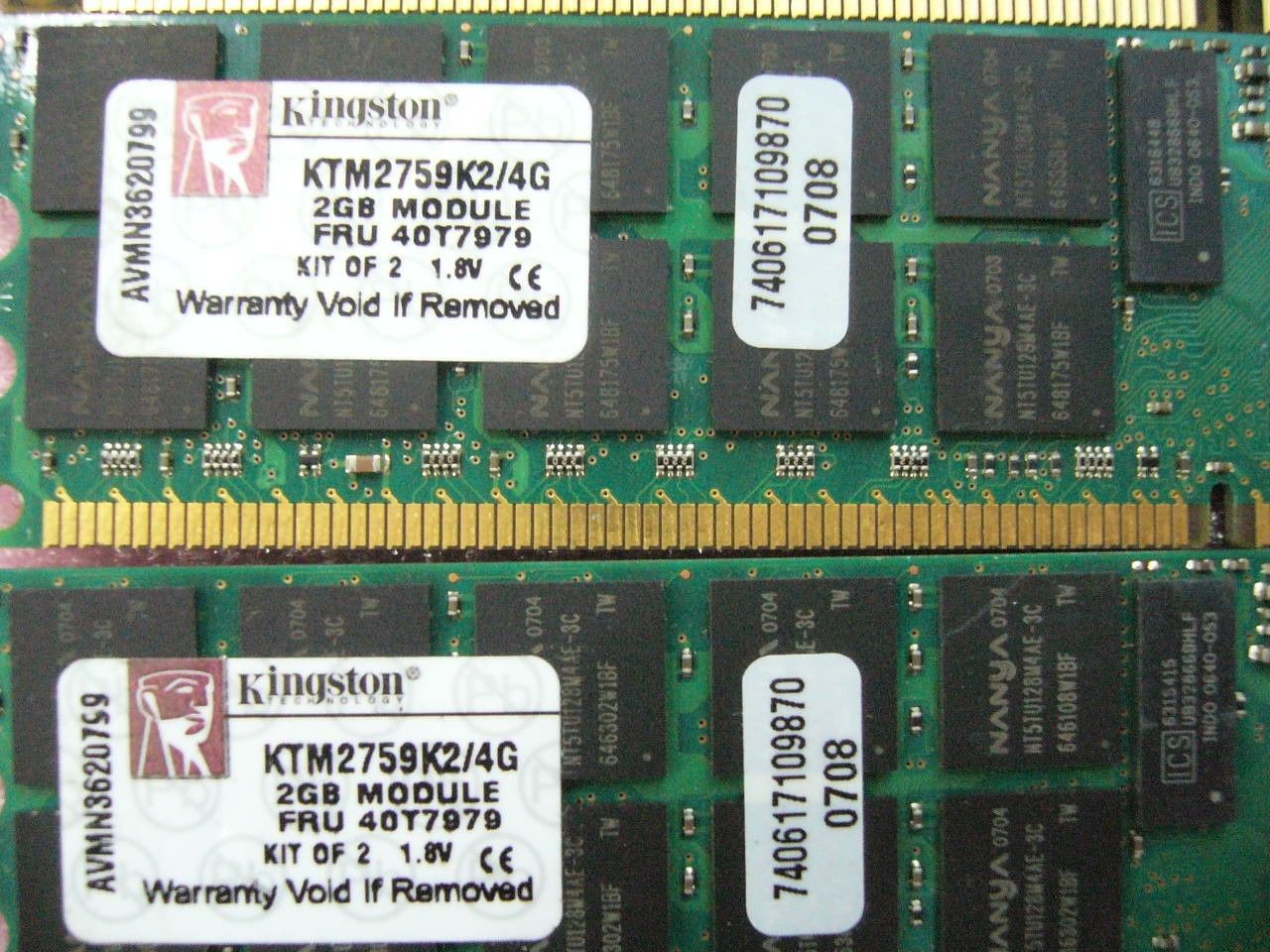 QTY 1x 2GB PC2-5300P DDR2 667MHz ECC Registered Memory Kingston KTM2759K2/4G - Click Image to Close