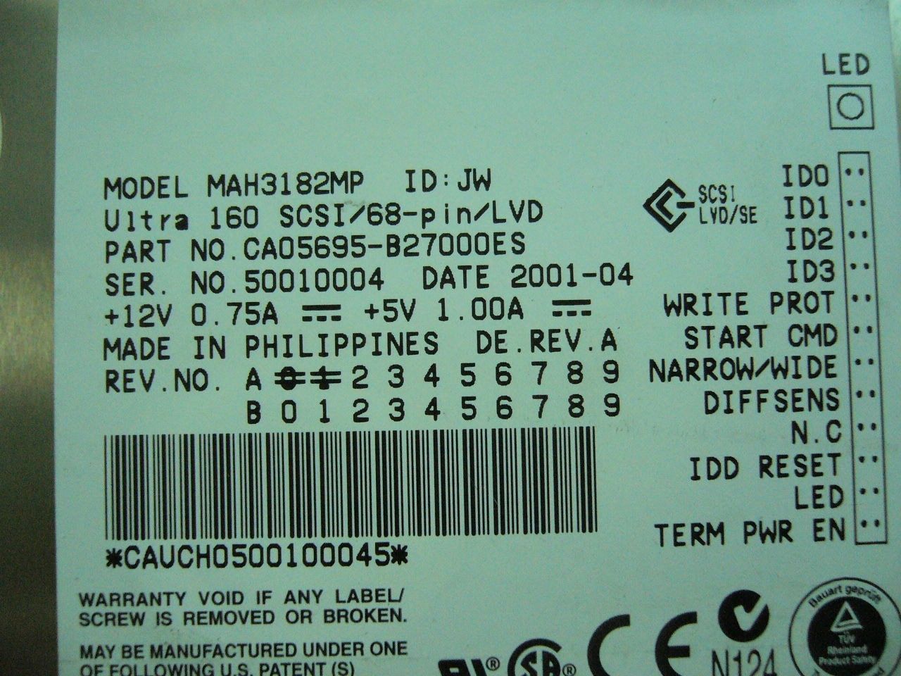 QTY 1x Fujitsu SCSI HARD DRIVE MAH3182MP CA05695-B27000ES Tested - Click Image to Close