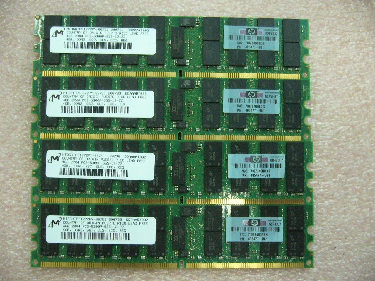 QTY 1x 4GB PC2-5300P 2Rx4 DDR2 677MHz ECC Registered Memory HP P/N 405477-061