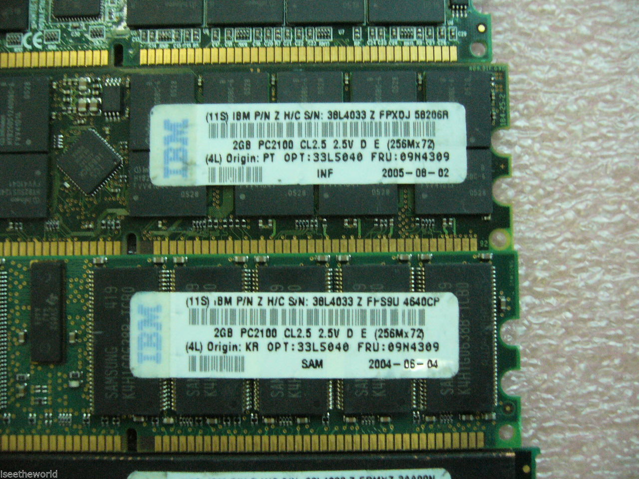 QTY 1x 2GB IBM FRU 09N4309 DDR 266,PC2100R ECC Registered Server memory - Click Image to Close