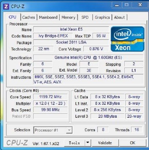 QTY 1x Intel CPU E5 V2 ES CPU Eight-Cores 1.6Ghz 20MB LGA2011 QDU4 - zum Schließen ins Bild klicken