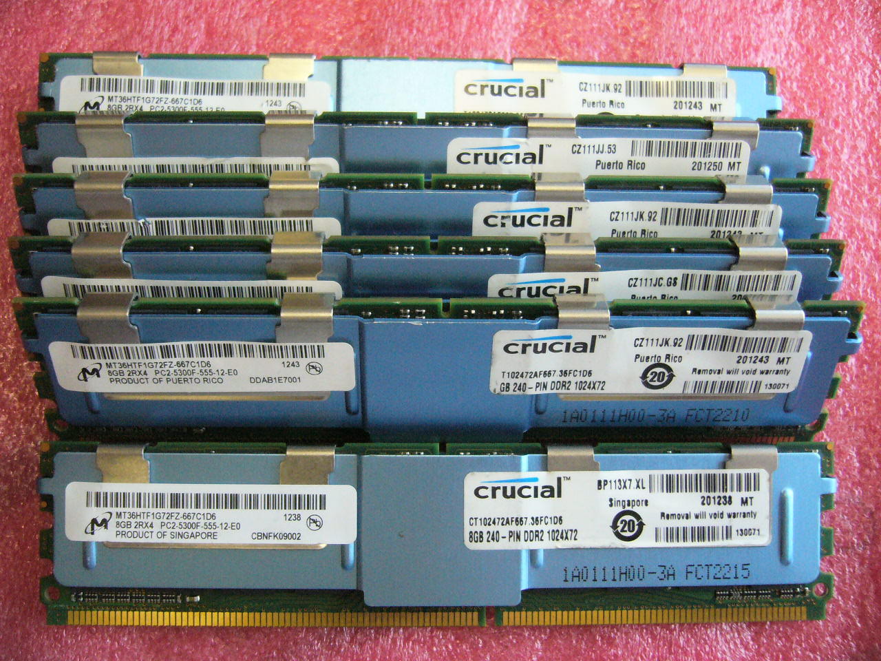 QTY 1x 8GB DDR2 PC2-5300F 4Rx4 ECC FBD Server memory Micron Crucial