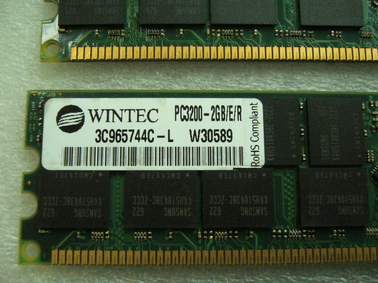 8GB lot, 4x 2GB DDR PC3200R ECC Registered Server memory Wintec 3C965744C-L - Click Image to Close