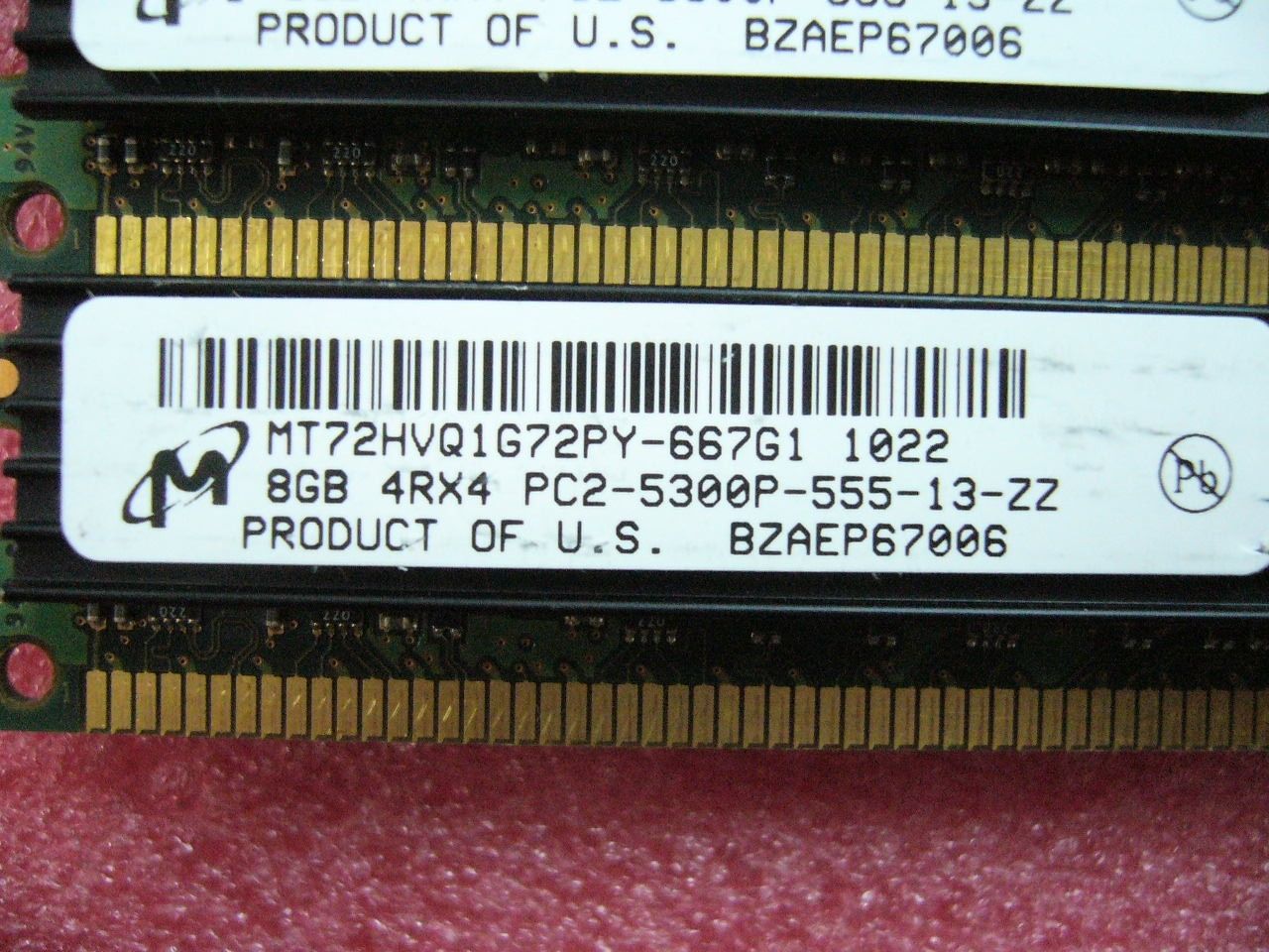 QTY 1x 8GB DDR2 PC2-5300P 4Rx4 ECC Registered Server memory MT72HVQ1G72PY-667G1
