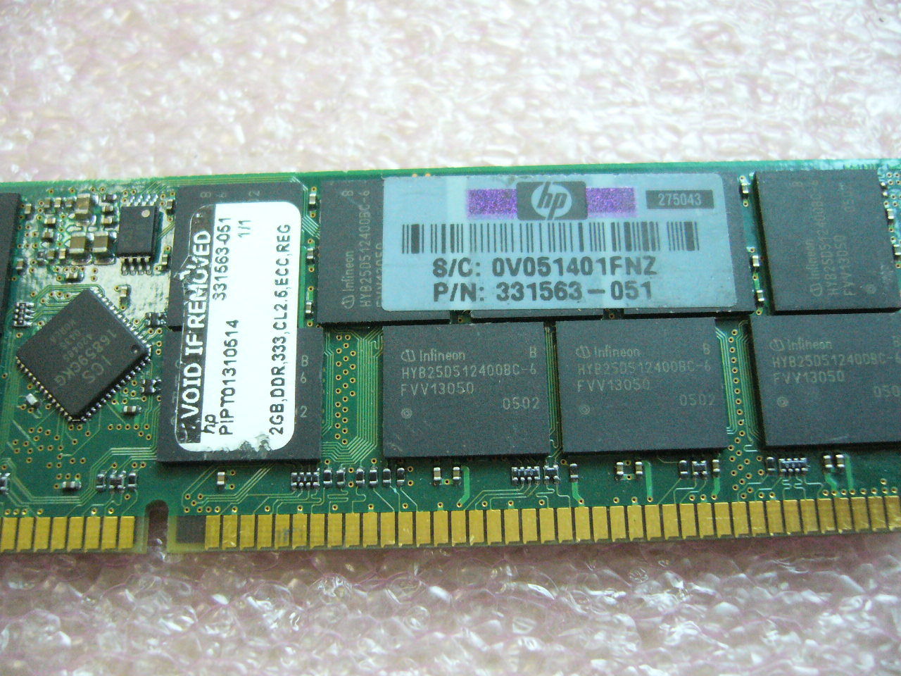 1x 2GB DDR PC-2700R ECC Registered Server memory HP PN 331563-051 - Click Image to Close