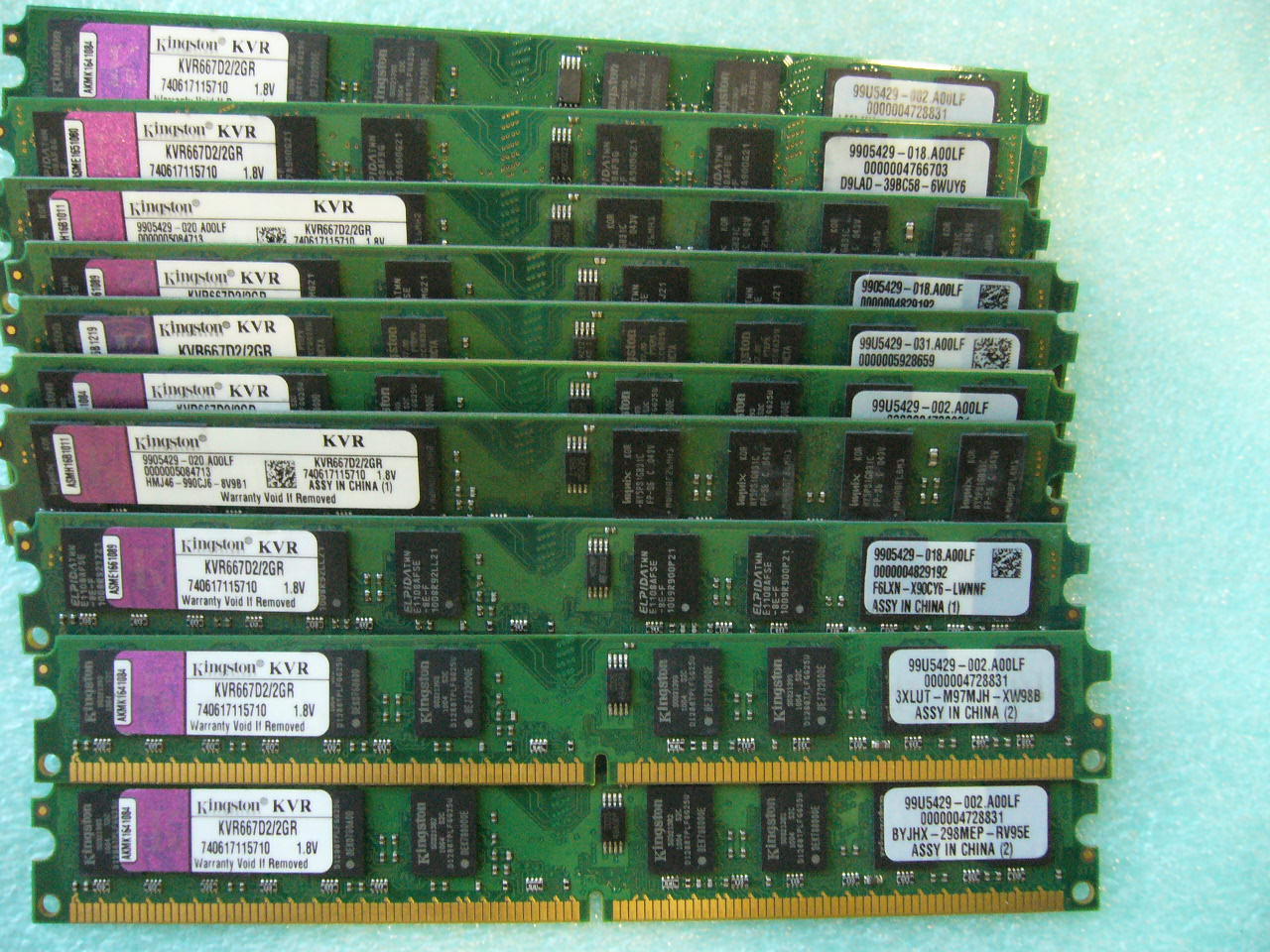 QTY 1x 2GB DDR2 667Mhz non-ECC desktop memory Kingston KVR667D2/2GR - Click Image to Close