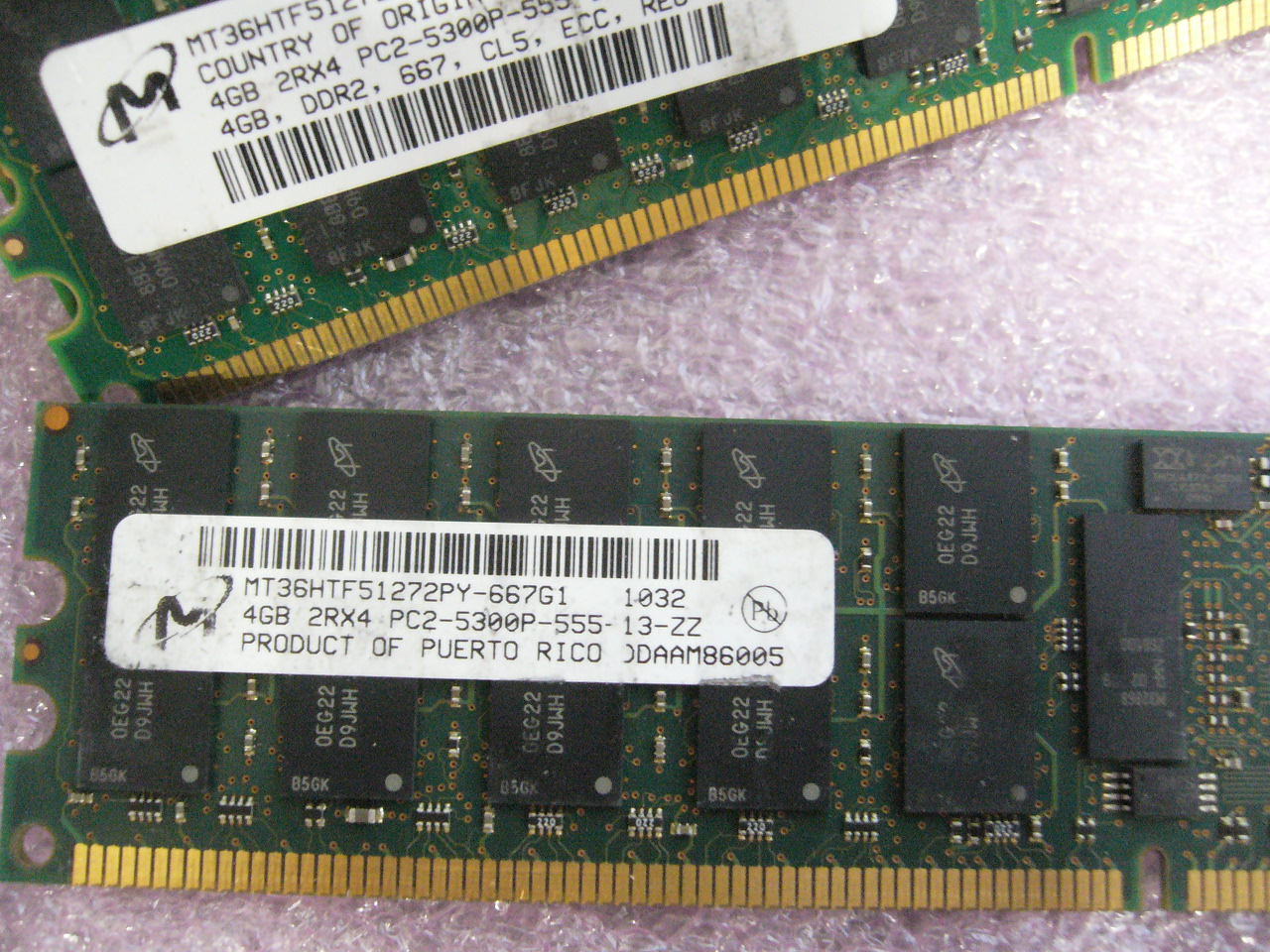 QTY 1x 4GB PC2-5300P 2Rx4 DDR2 677MHz ECC Registered Memory Micron Samsung - Click Image to Close