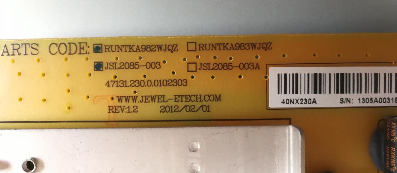Sharp RUNTKA982WJQZ JSL2085-003 Power Supply Board - zum Schließen ins Bild klicken