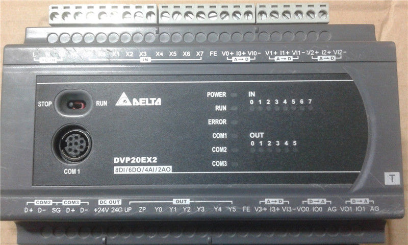 DVP20EX200T Delta EX2 Series Analog PLC DI8/AI4 DO6 Transistor/AO2 100-2