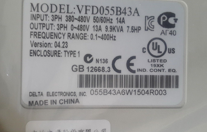 VFD055B43A DELTA VFD Inverter Frequency converter 5.5kw 7.5HP 3 PHASE 38 - zum Schließen ins Bild klicken