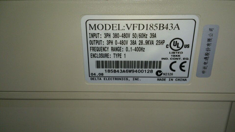 VFD185B43A DELTA VFD Inverter Frequency converter 18.5kw 25HP 3 PHASE 38 - zum Schließen ins Bild klicken