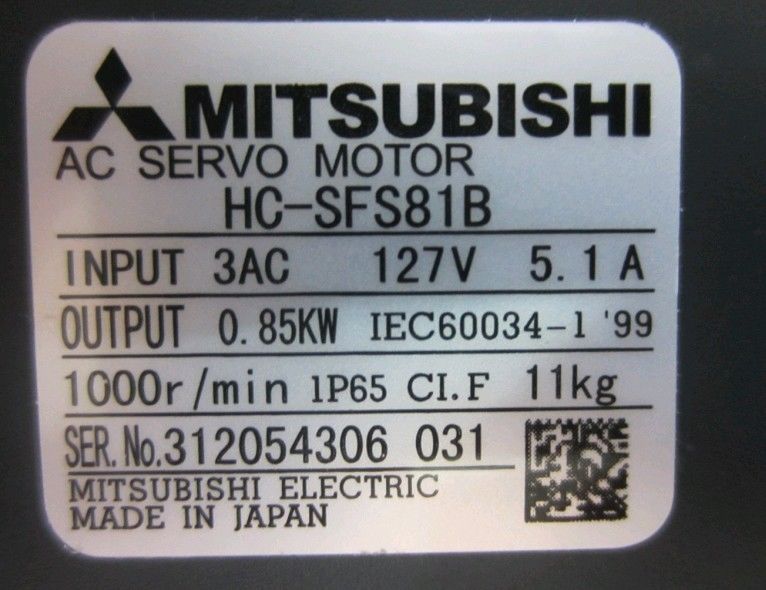Brand New Mitsubishi SERVO MOTOR HC-SFS81B in box HCSFS81B - Click Image to Close