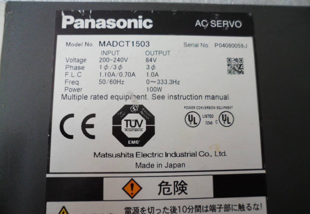 70% NEW Panasonic MADCT1503 AC Servo Drive 100W 200-240V in stock - Click Image to Close